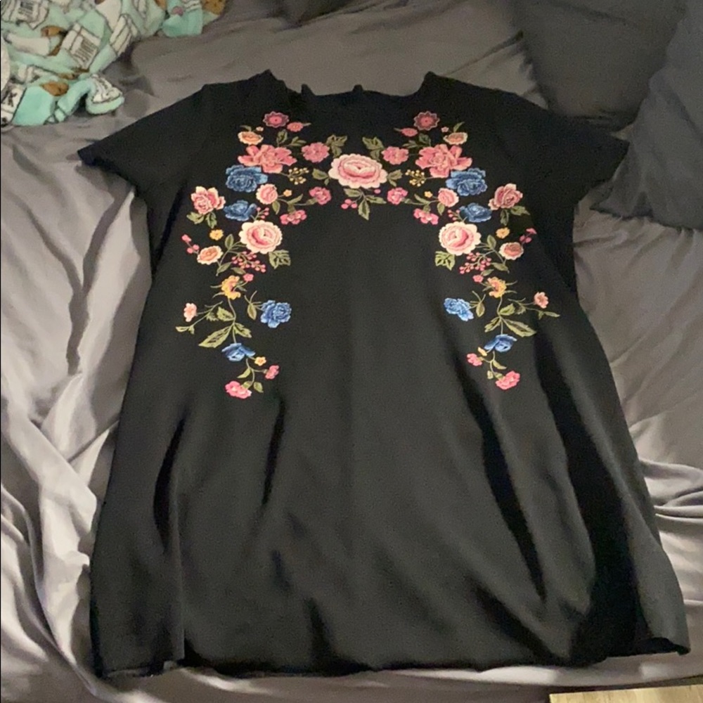 XXL Black Floral Dress